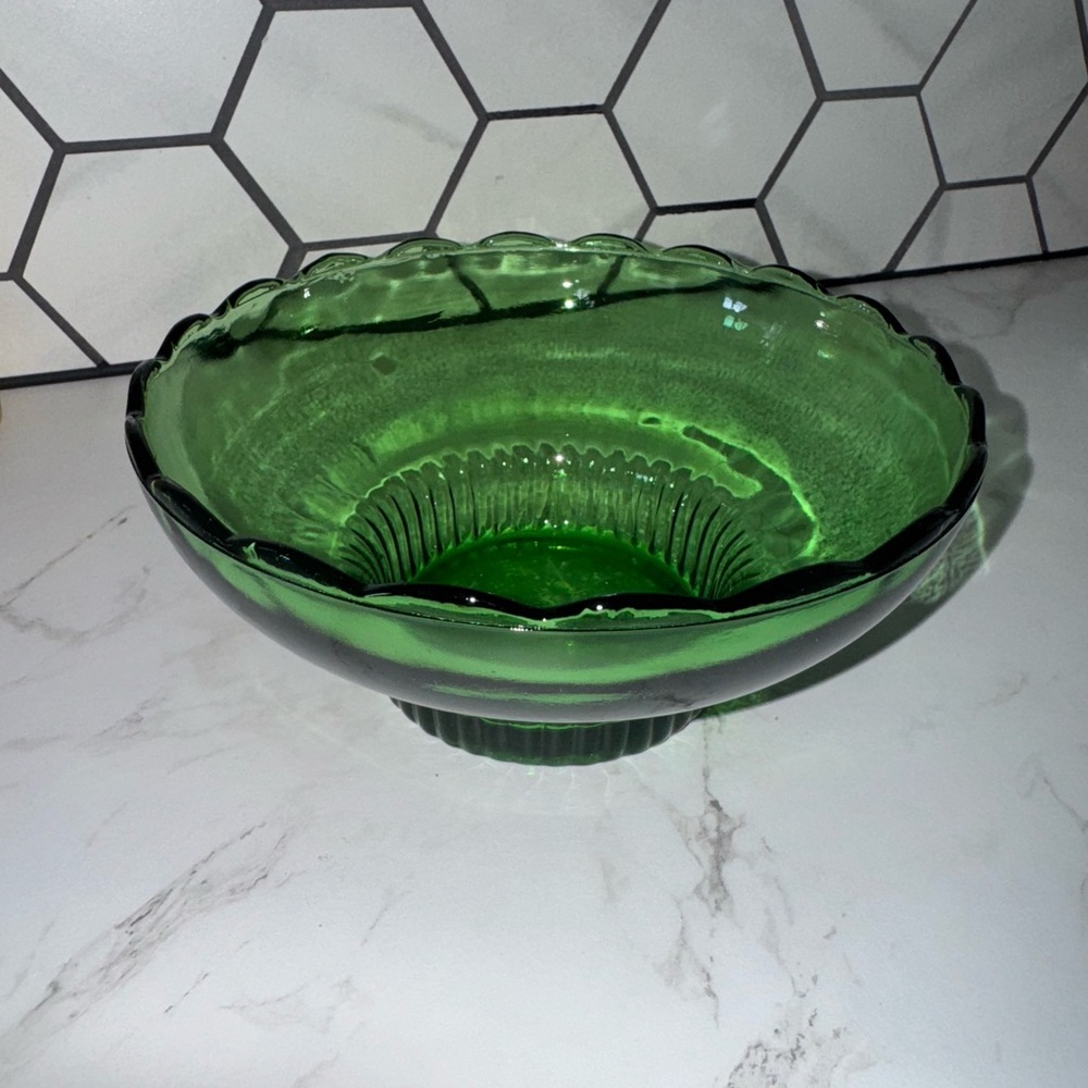 EO Brody Co Elegant Green Glass Bowl